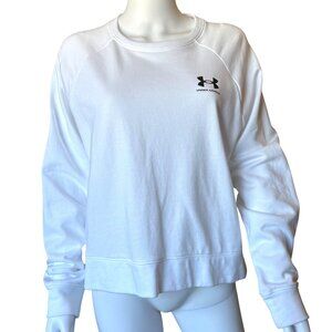 Under Armour White Crew Neck Sweatshirt Loose Fit Cotton Blend Womens Size  XL